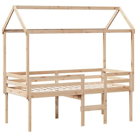 Hoogslaper met bedhuis massief grenenhout 80x200 cm 3