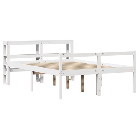 Seniorenbed met hoofdbord massief grenenhout wit 160x200 cm 3