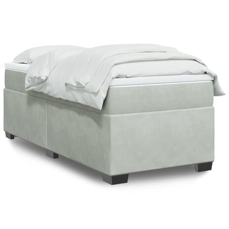 Boxspring met matras fluweel lichtgrijs 80x200 cm 1