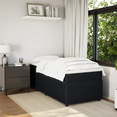 Boxspring met matras fluweel zwart 90x200 cm 3
