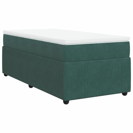 Boxspring met matras fluweel donkergroen 90x200 cm 2