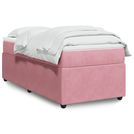 Boxspring met matras fluweel roze 90x200 cm 1