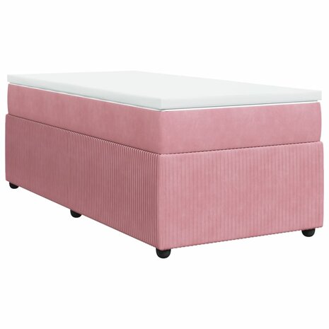 Boxspring met matras fluweel roze 90x200 cm 2