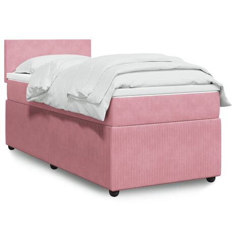 Boxspring met matras fluweel roze 80x200 cm 1