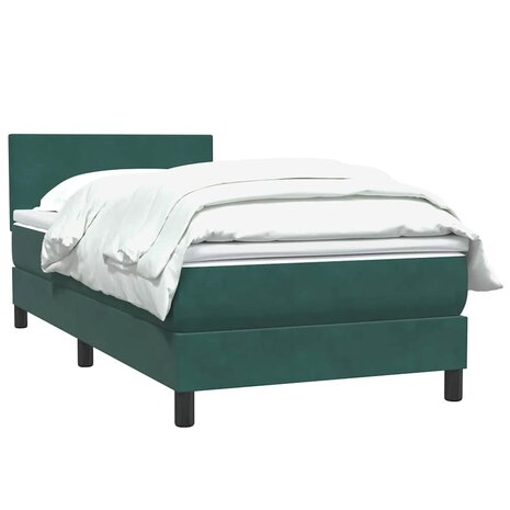 Boxspring met matras fluweel donkergroen 80x210 cm 3