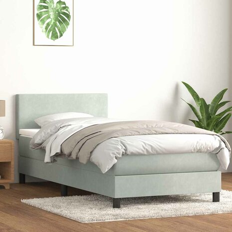 Boxspring met matras fluweel lichtgrijs 80x220 cm 1