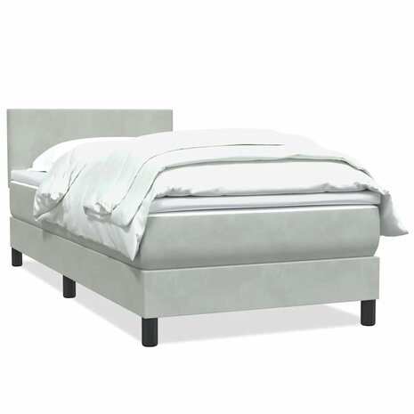 Boxspring met matras fluweel lichtgrijs 80x220 cm 2
