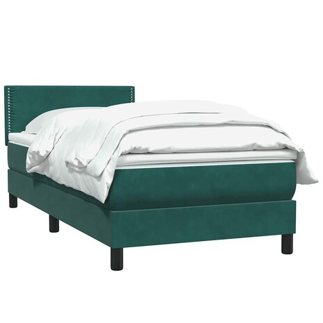 Boxspring met matras fluweel donkergroen 80x210 cm 3