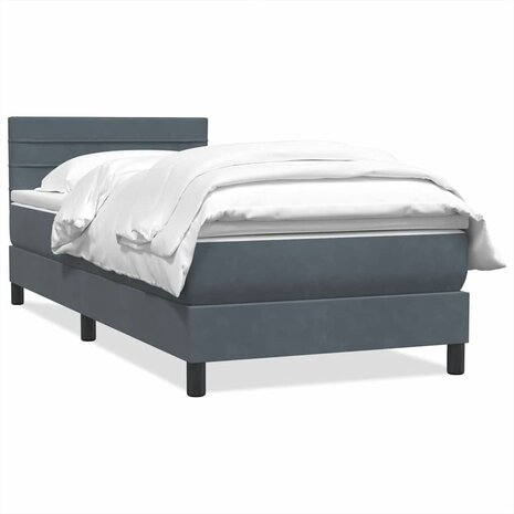Boxspring met matras fluweel donkergrijs 80x210 cm 2