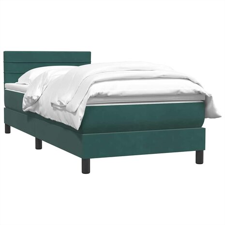 Boxspring met matras fluweel donkergroen 80x210 cm 3
