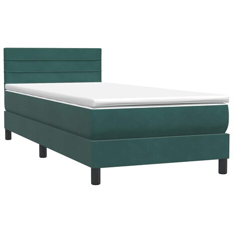 Boxspring met matras fluweel donkergroen 80x210 cm 4