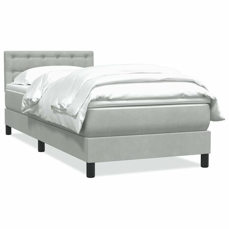 Boxspring met matras fluweel lichtgrijs 80x220 cm 2
