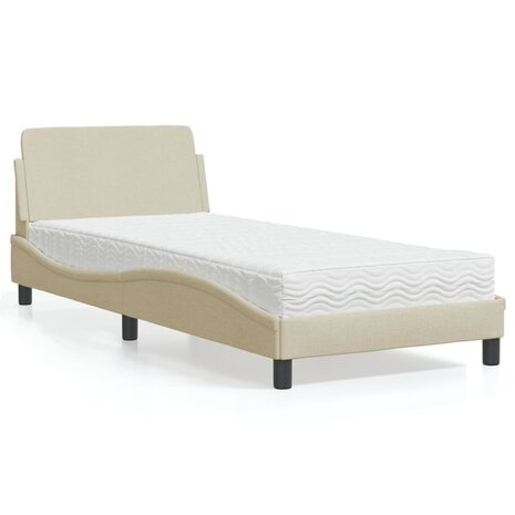 Bed met matras stof crèmekleurig 80x200 cm 1