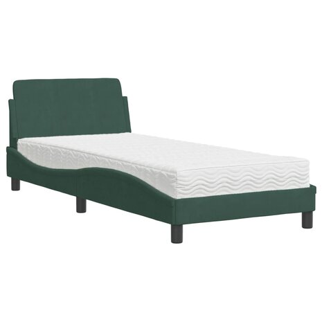 Bed met matras fluweel donkergroen 80x200 cm 2