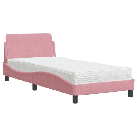 Bed met matras fluweel roze 80x200 cm 2