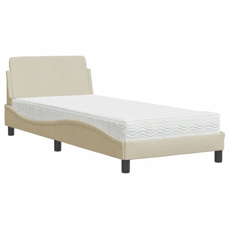 Bed met matras stof crèmekleurig 90x190 cm 2