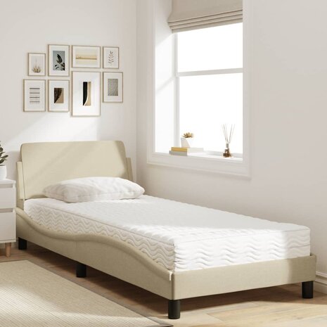 Bed met matras stof crèmekleurig 90x190 cm 3