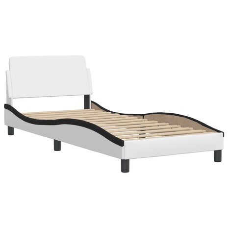 Bed met matras kunstleer zwart en wit 90x200 cm 4