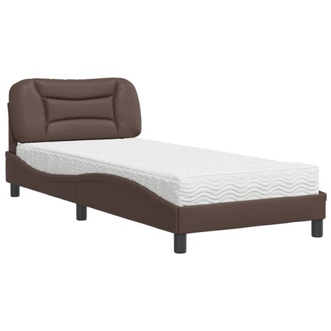 Bed met matras kunstleer bruin 80x200 cm 2