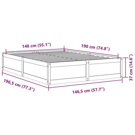 Bed met matras massief grenenhout wasbruin 140x190 cm 9