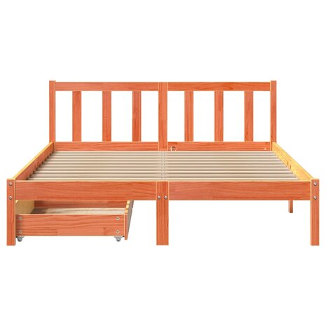 Bed met matras massief grenenhout wasbruin 140x190 cm 4
