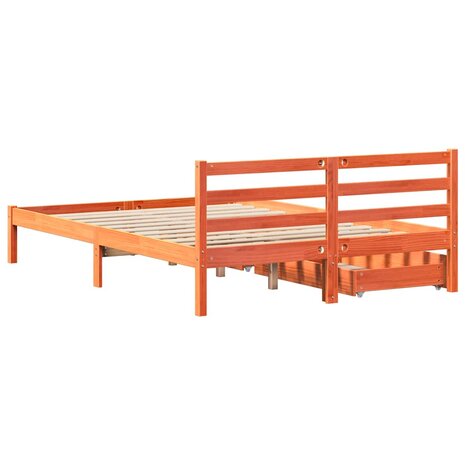 Bed met matras massief grenenhout wasbruin 140x190 cm 6