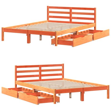 Bed met matras massief grenenhout wasbruin 140x190 cm 9