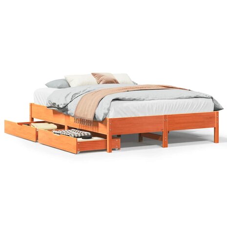 Bed met matras massief grenenhout wasbruin 140x190 cm 2