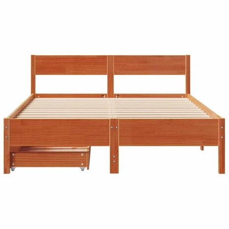 Bed met matras massief grenenhout wasbruin 140x190 cm 4