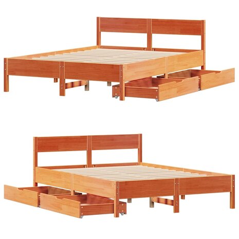 Bed met matras massief grenenhout wasbruin 140x190 cm 9
