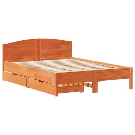 Bed met matras massief grenenhout wasbruin 140x190 cm 3