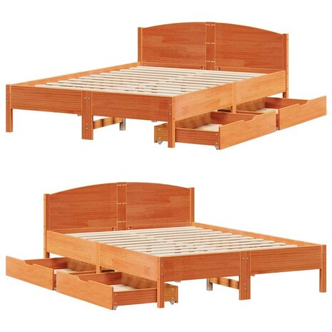 Bed met matras massief grenenhout wasbruin 140x190 cm 9