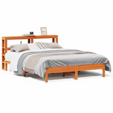 Bed met matras massief grenenhout wasbruin 140x190 cm 2
