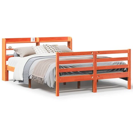 Bed met matras massief grenenhout wasbruin 140x190 cm 2
