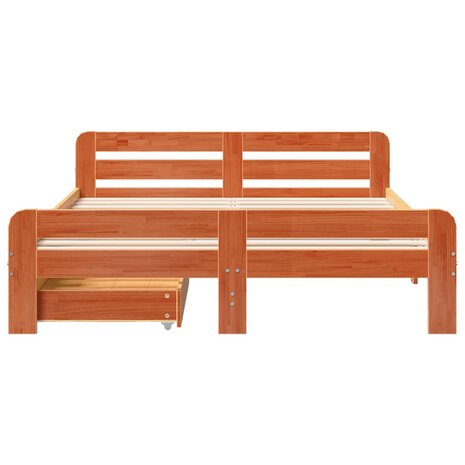 Bed met matras massief grenenhout wasbruin 140x190 cm 4