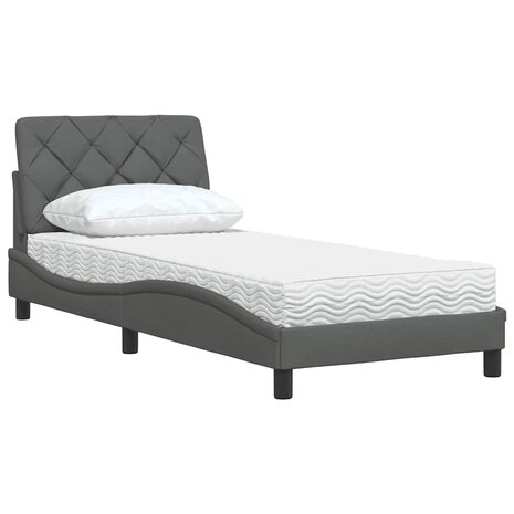 Bed met matras stof donkergrijs 90x190 cm 4