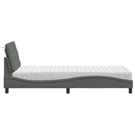 Bed met matras stof donkergrijs 90x190 cm 6