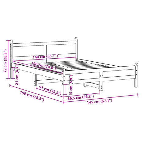 Bed met matras massief grenenhout wasbruin 140x190 cm 9