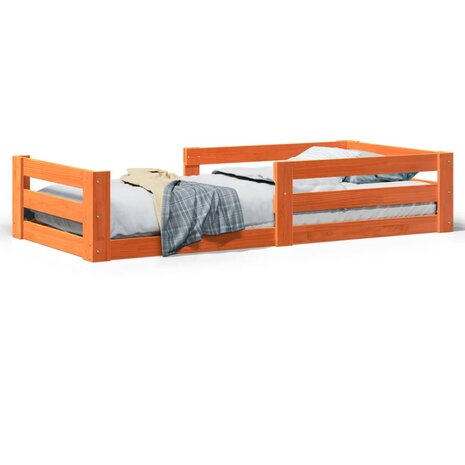 Bed met matras massief grenenhout wasbruin 80x160 cm 2
