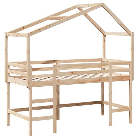 Halfhoogslaper met ladder en bedhuis grenenhout 90x190 cm 3