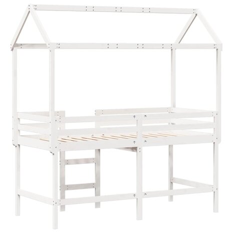 Halfhoogslaper met ladder en bedhuis grenenhout wit 80x200 cm 8