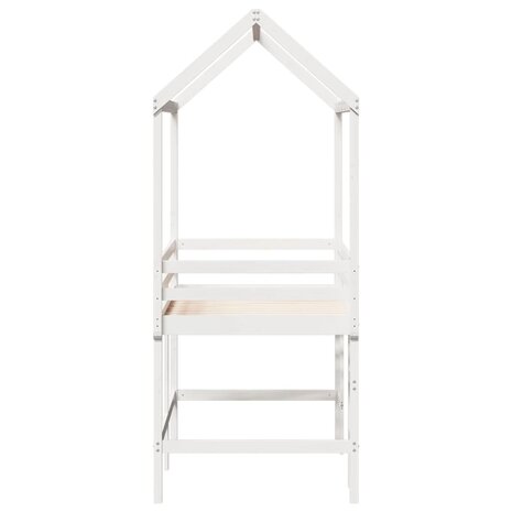 Halfhoogslaper met ladder en bedhuis grenenhout wit 90x200 cm 7