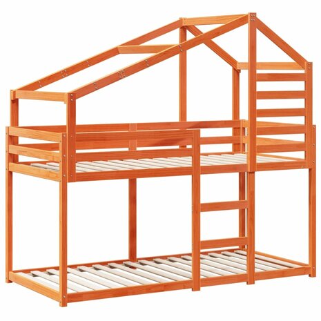 Stapelbed met dak massief grenenhout wasbruin 75x190 cm 3
