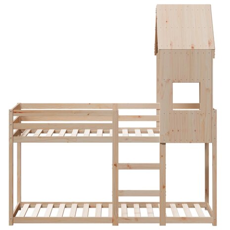 Stapelbed 75x190 cm met dak massief grenenhout 4