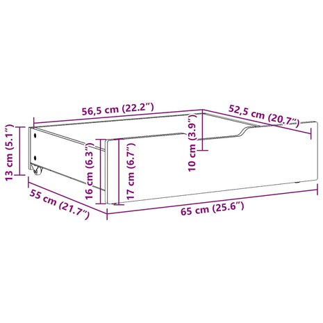 Bedlades 2 st 65x55x17 cm massief grenenhout wit 8
