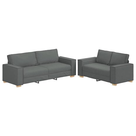 2-delige Loungeset met kussens stof donkergrijs 2