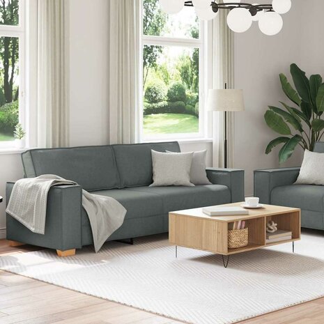 2-delige Loungeset met kussens stof donkergrijs 3