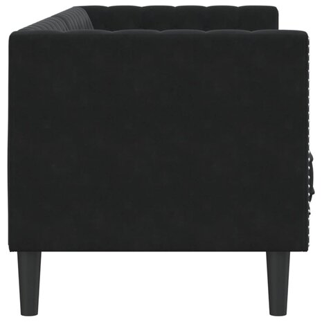 Driezitsbank Chesterfield-stijl met bolsters fluweel zwart 5