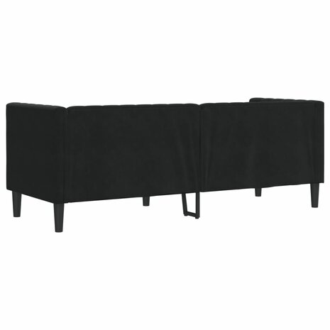 Driezitsbank Chesterfield-stijl met bolsters fluweel zwart 6