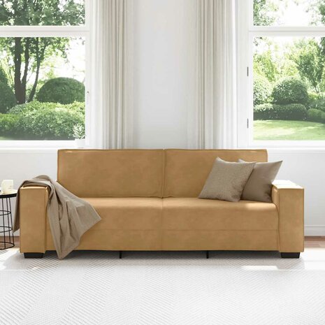 Driezitsbank 180 cm fluweel bruin 3